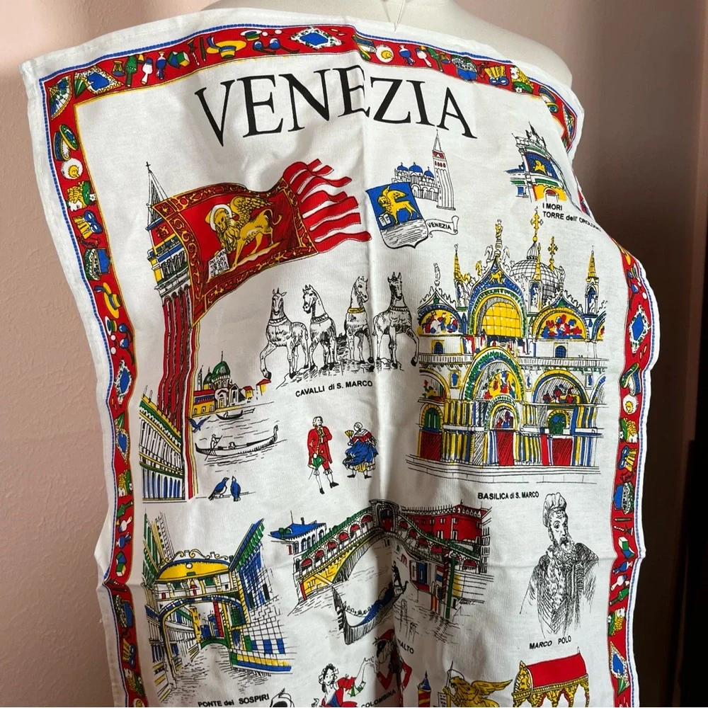 Vintage MCM Venezia Venice Italy souvenir travel Tea towel